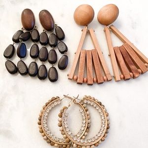 Beaded Natural Wooden Earring Bundle